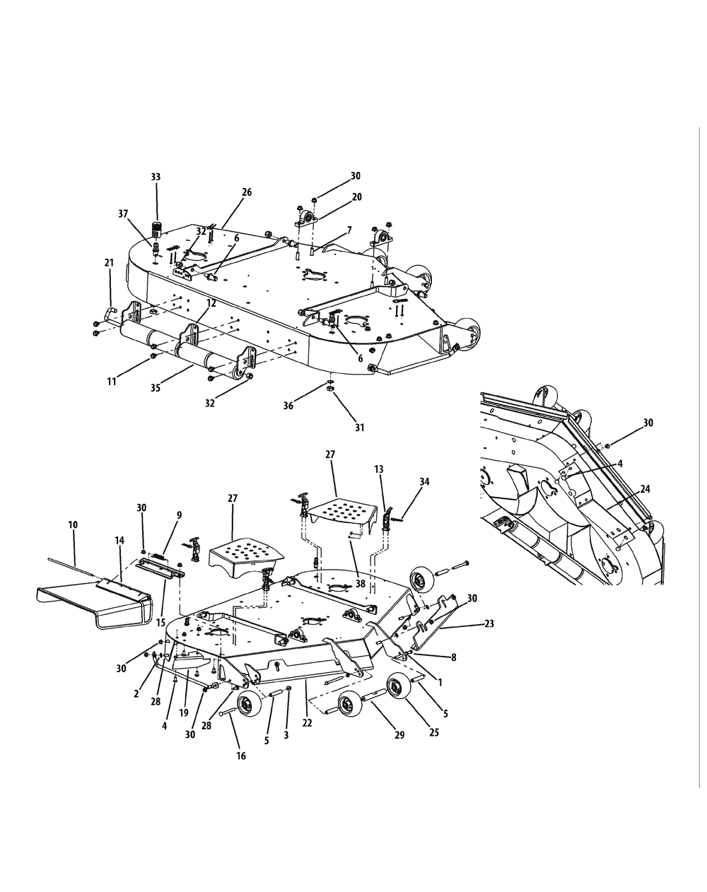 Fabricated Deck Assembly 54-Inch Diagram and Parts List for M54-KH (53AH8CT4050-27HP)(2010) Cub Cadet Lawn Tractor